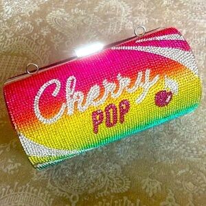 Aldo "Cherry Pop" Rhinestone ENVOLEE MINI CROSSBODY BAG Chain Purse Bling Clutch